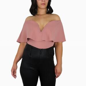 Misguided Dusty Rose Pink Open Shoulder Cold Shoulder Off Shoulder Bodysuit S